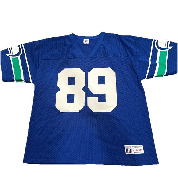 Vintage 90s Seattle Seahawks Logo 7 #89 Jersey Large 46-48 Official Licensed - Picture 1 of 7